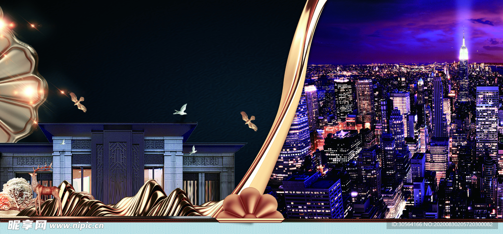 地产活动复古宣传背景海报素材