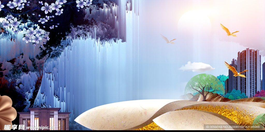 地产复古活动宣传背景海报素材