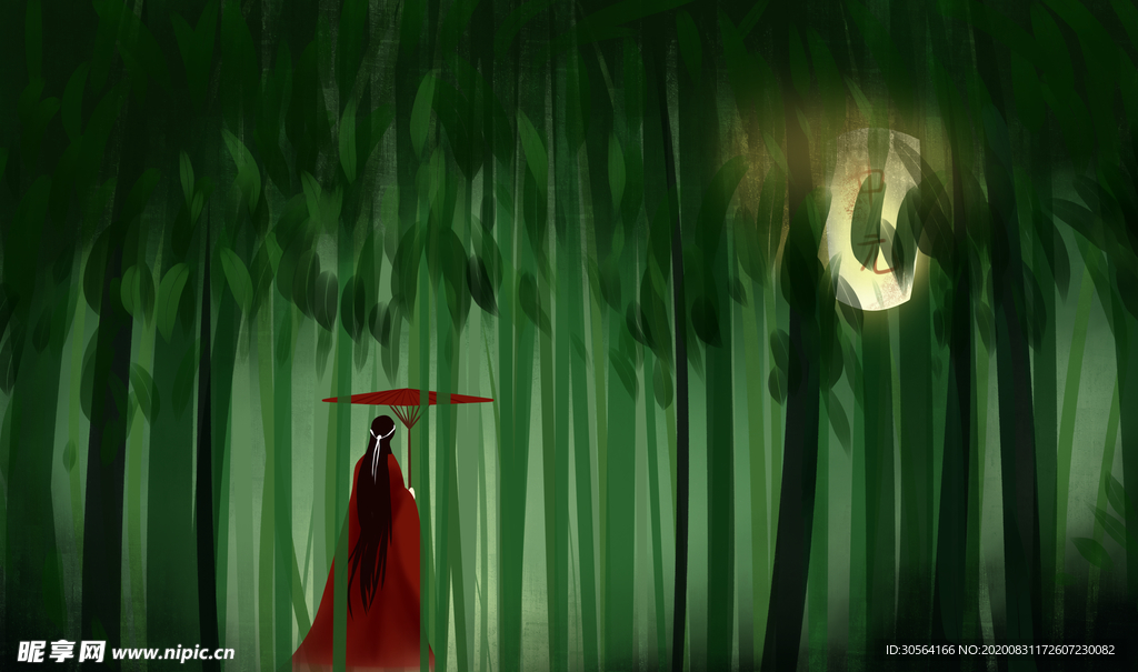 中元节人物国风古风背景海报素材