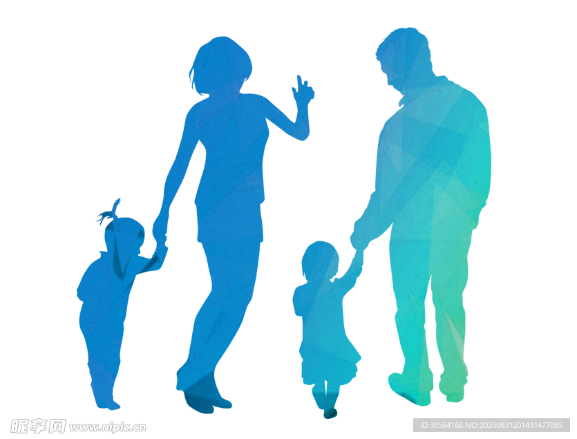 家庭人物剪影合成背景素材
