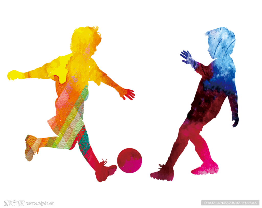 人物足球运动剪影合成背景素材