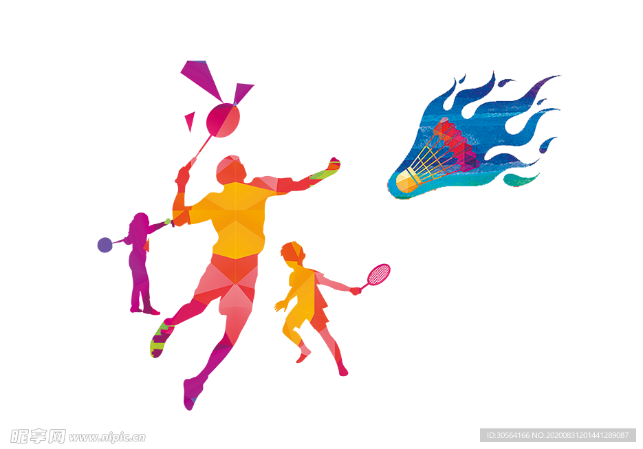 人物羽毛球运动合成背景素材