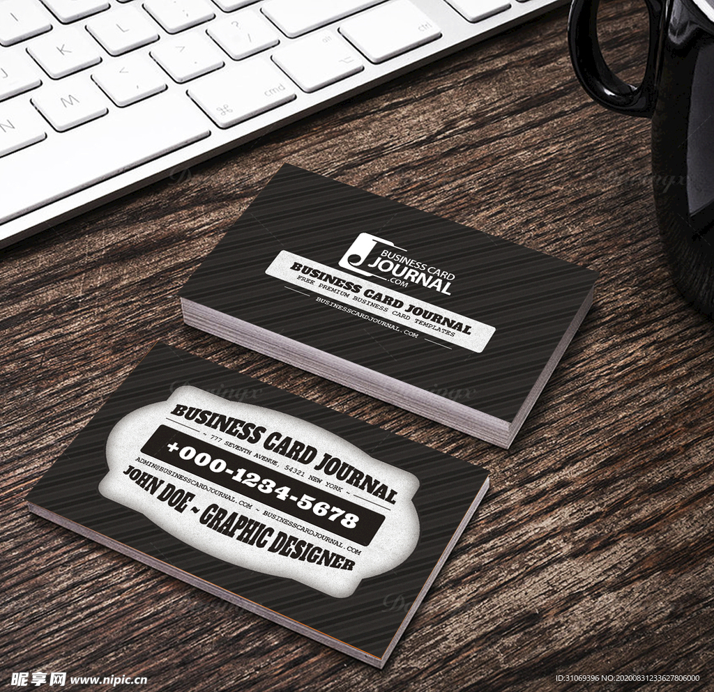 黑红简约名片正反双面PSD模板