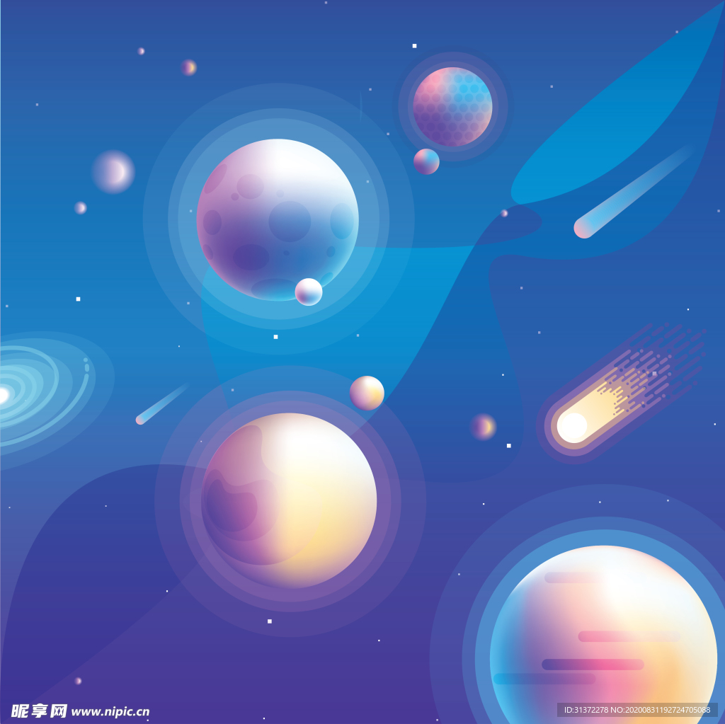 宇宙星空宇航员飞船插画图片