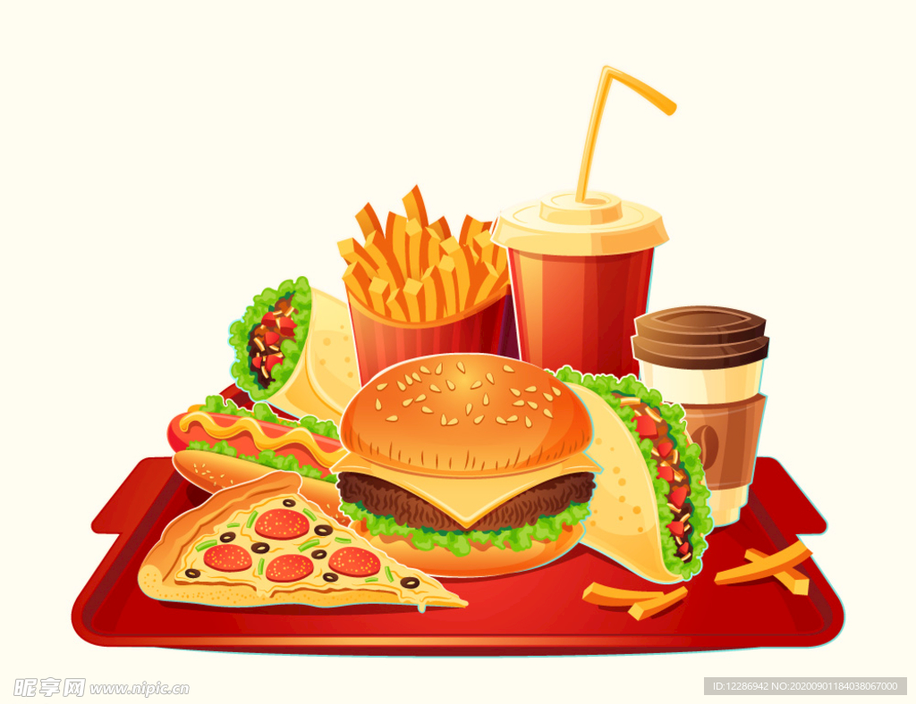 西式快餐食物插画