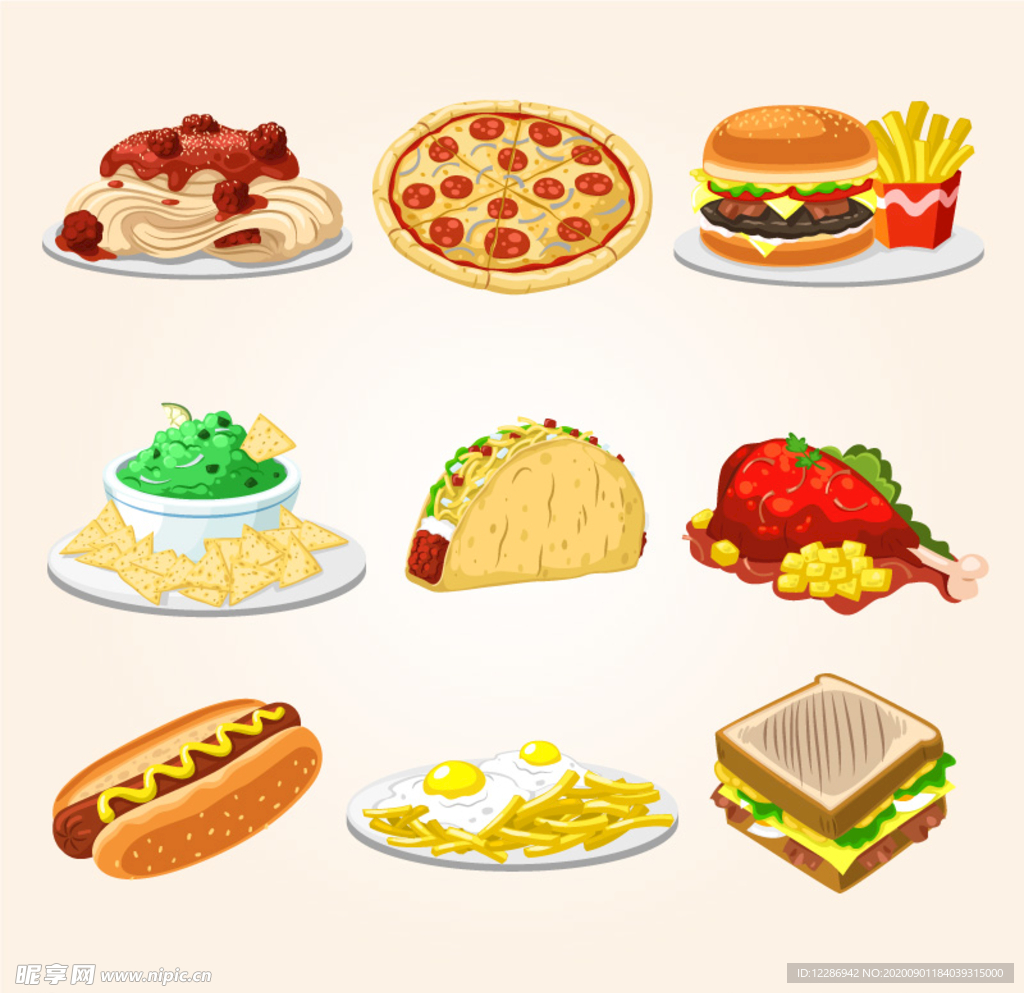 西式餐饮食物插画