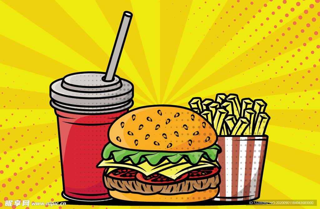 西式快餐食物插画