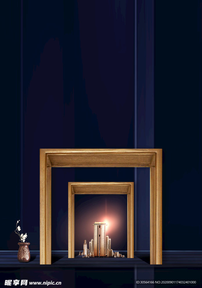 地产复古国风古风背景海报素材