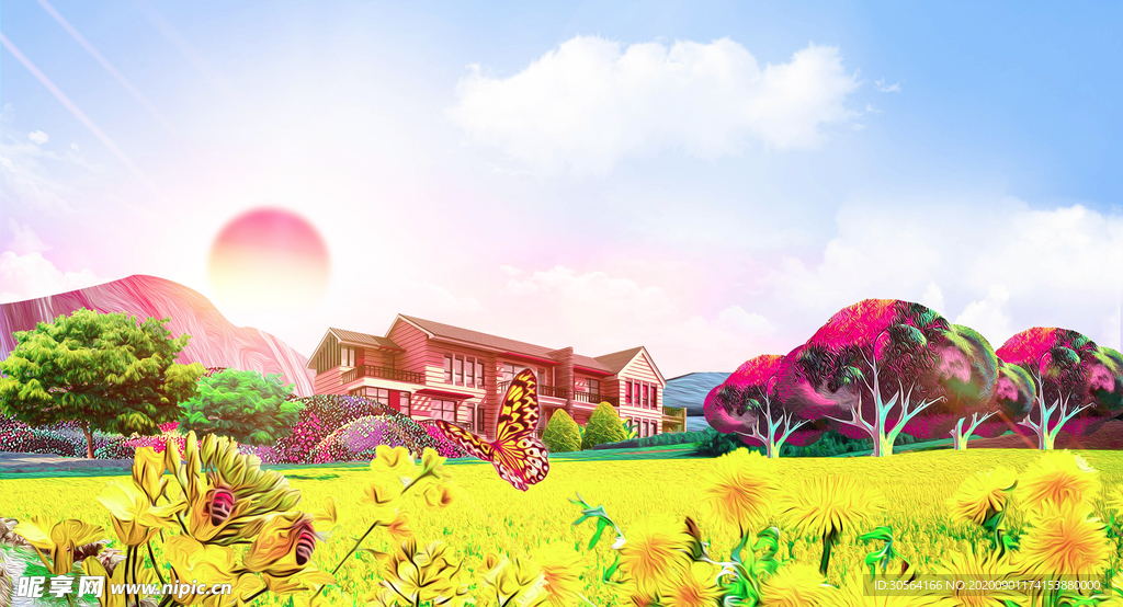 地产复古国风古风背景海报素材