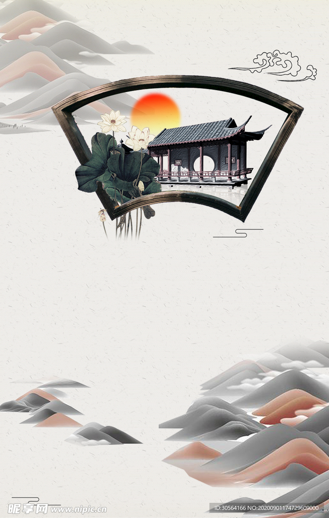 地产复古国风古风背景海报素材