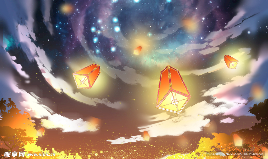 中元节节日国风古风背景海报素材