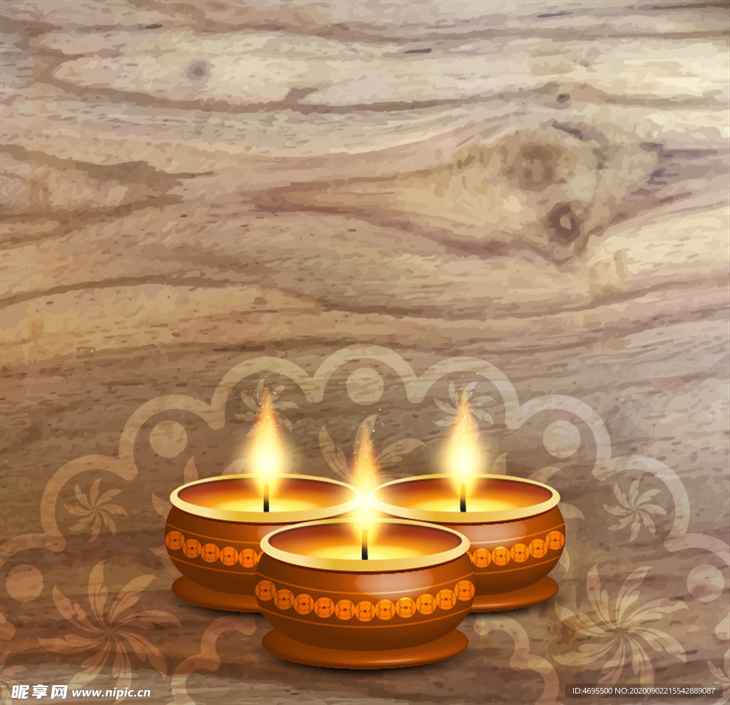 灯烛 烛光矢量图