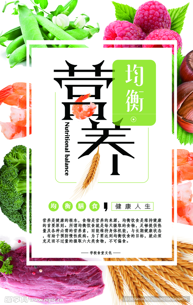营养均衡食堂文化社会公益海报