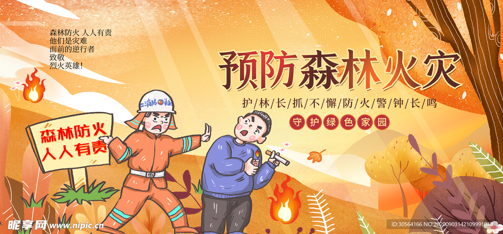 预防森林火灾社会海报公益素材