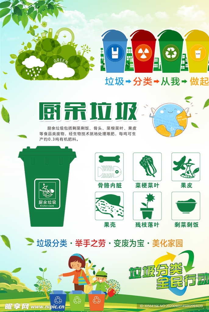 垃圾分类社会公益海报素材
