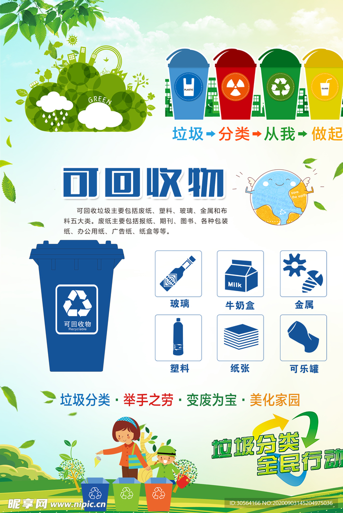 垃圾分类社会公益海报素材