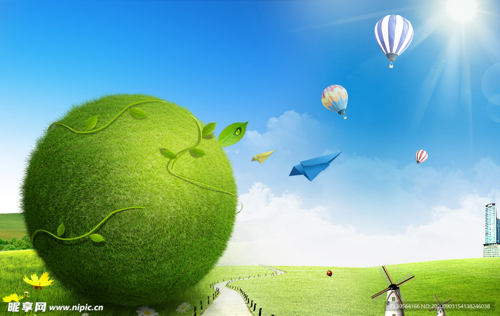 环保自然城市建设公益素材