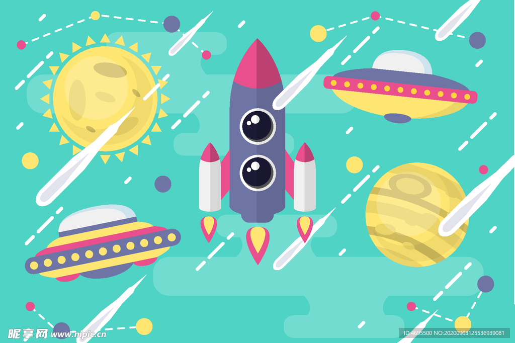 卡通太空航天矢量图