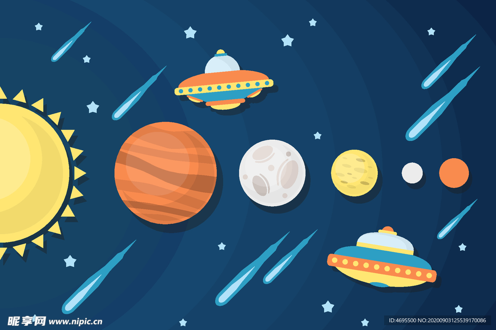 卡通太空航天矢量图
