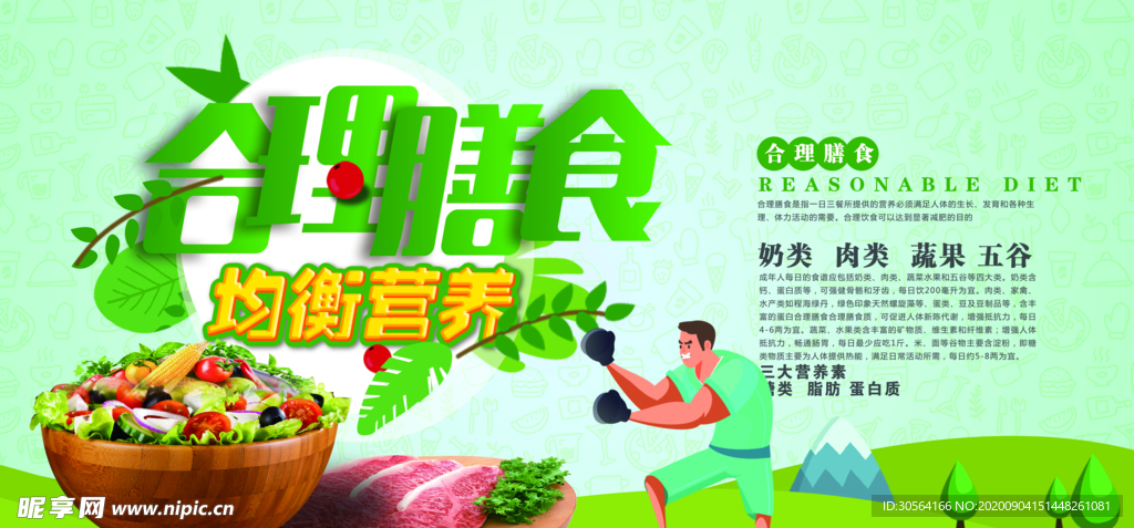 合理膳食食堂文化公益宣传海报