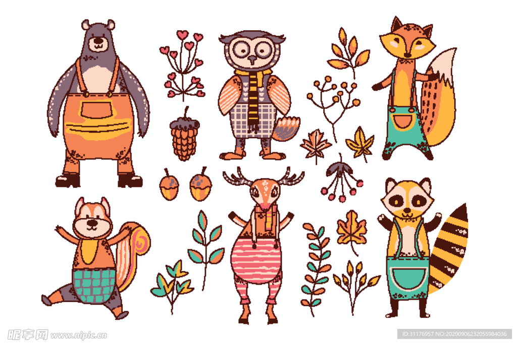 秋天绘画树叶素材