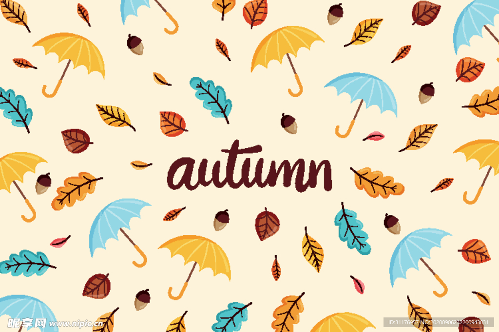 秋天绘画树叶素材