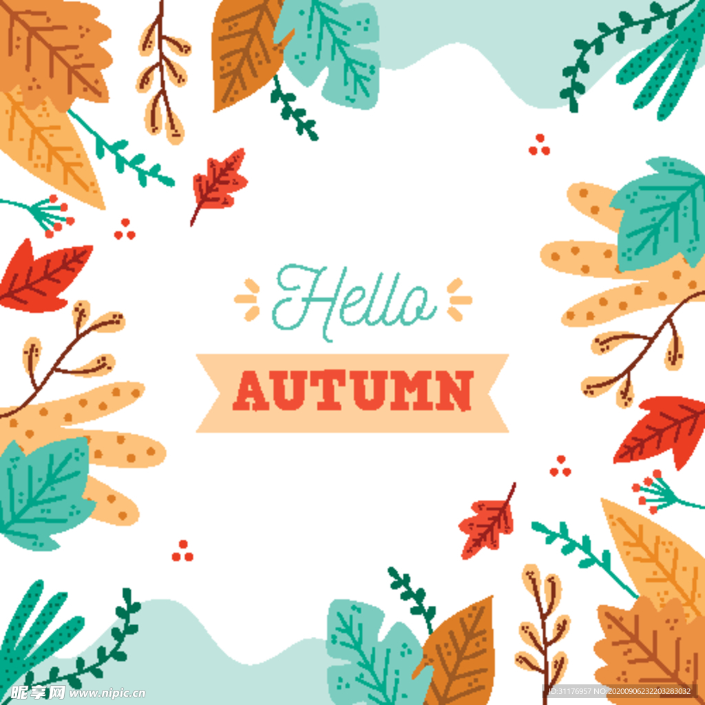 秋天绘画树叶素材