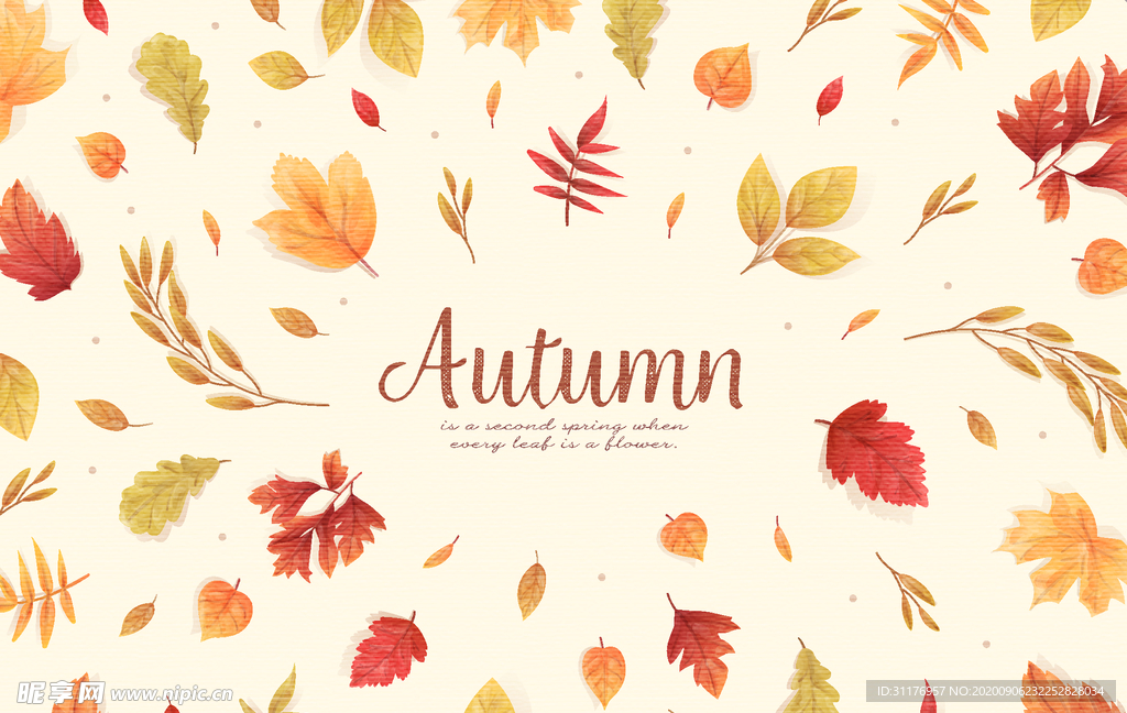 秋天绘画树叶素材