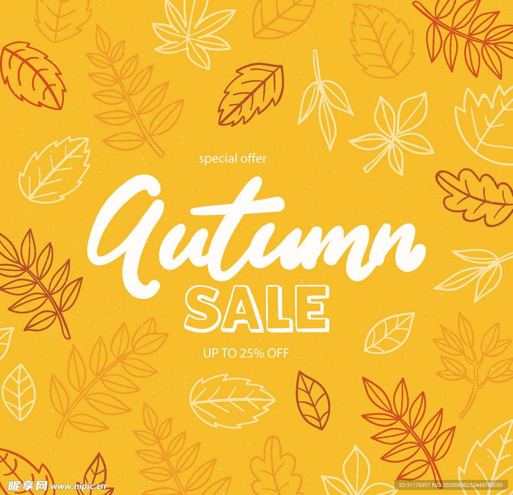 秋天绘画树叶素材