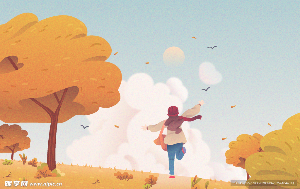 秋天绘画树叶素材