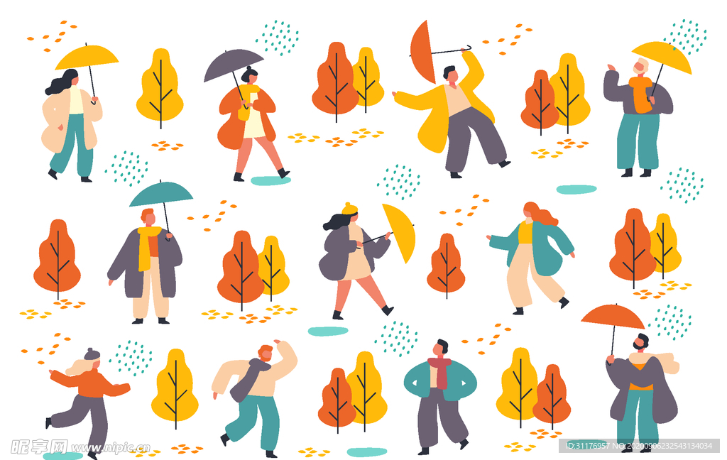 秋天绘画树叶素材