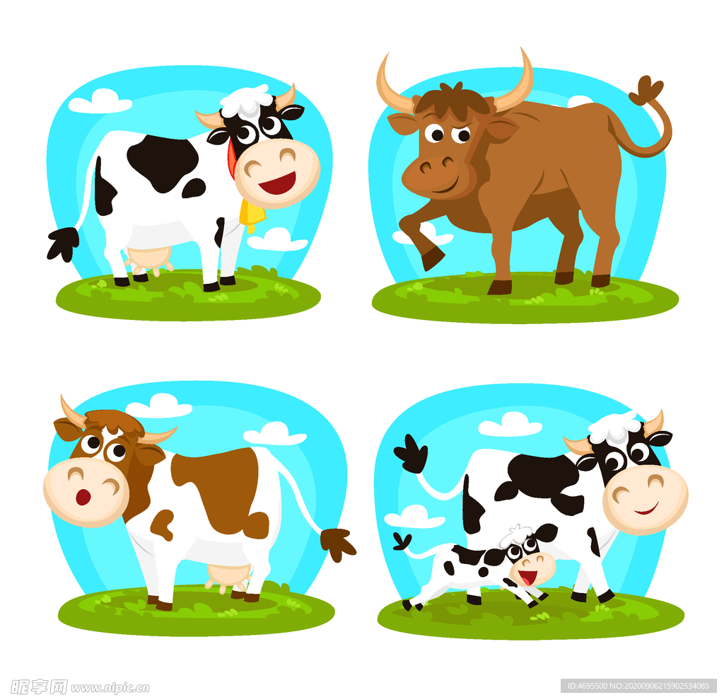 奶牛卡通矢量图