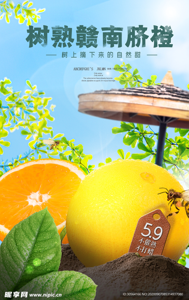 橙子水果活动宣传海报素材