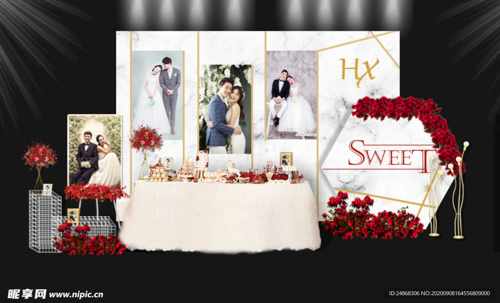 大理石风婚礼甜品区