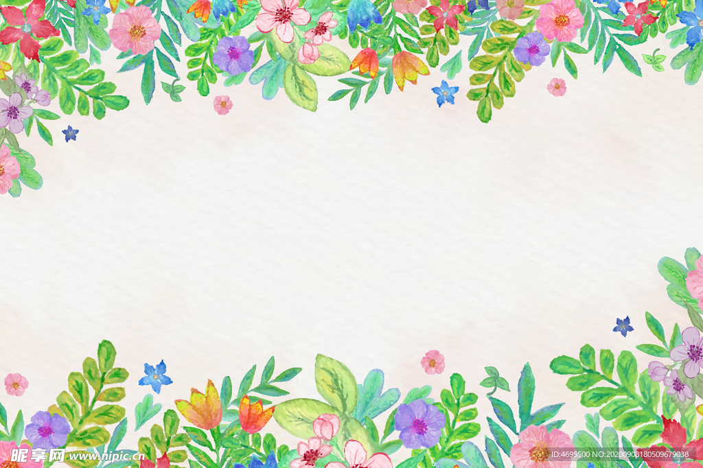 花草水彩画矢量图