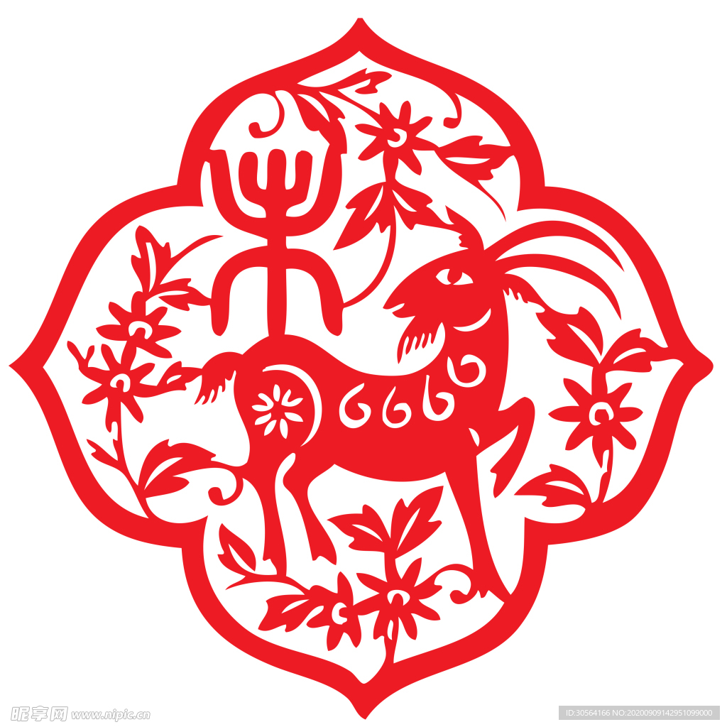 羊年剪影标志图形背景素材