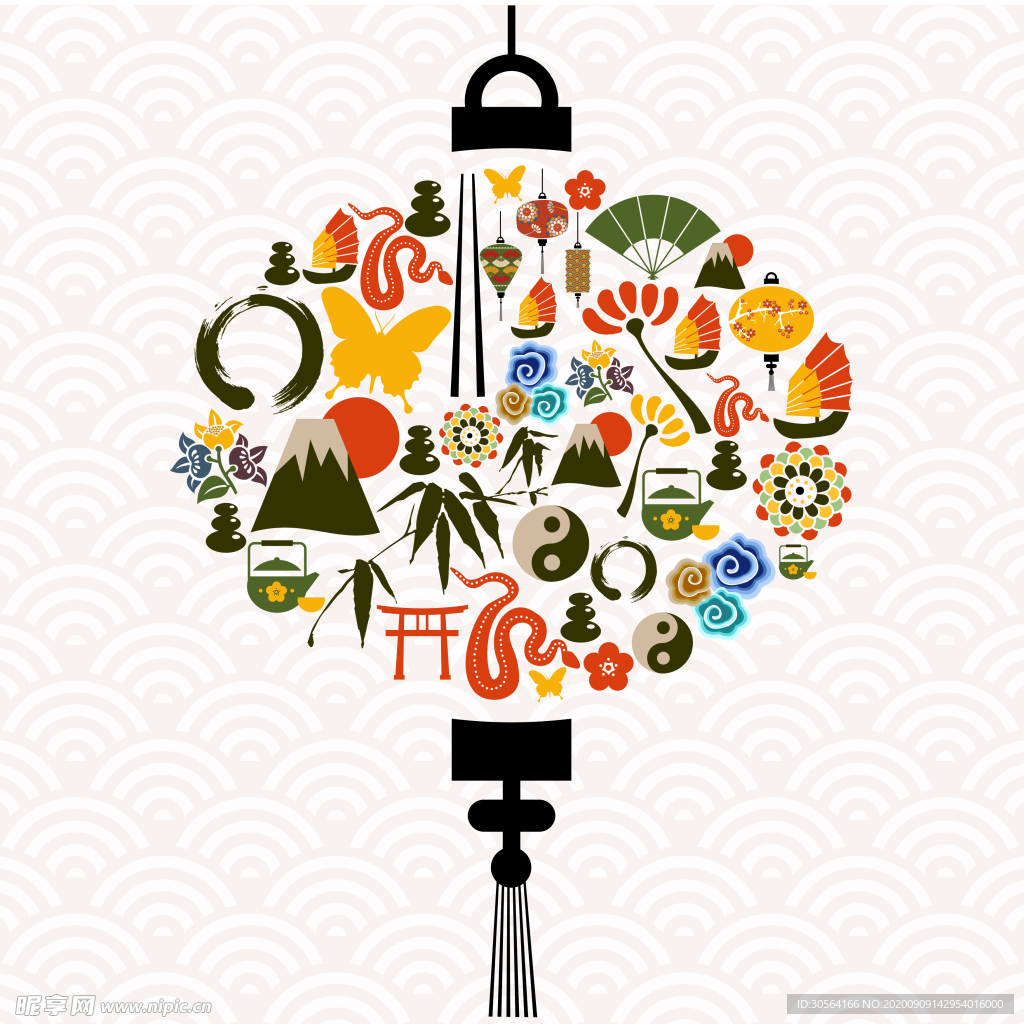 灯笼国风标志图形背景素材