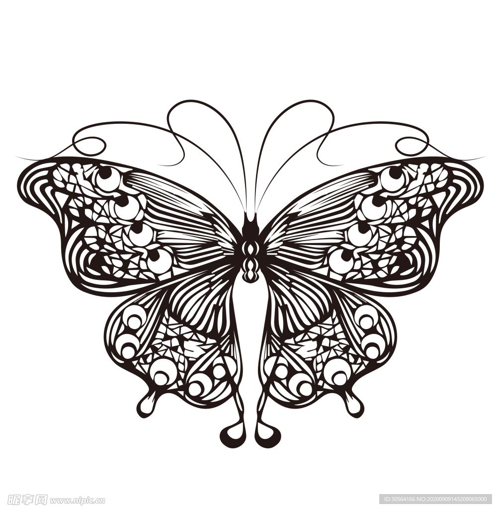 蝴蝶复古线条标志图标素材