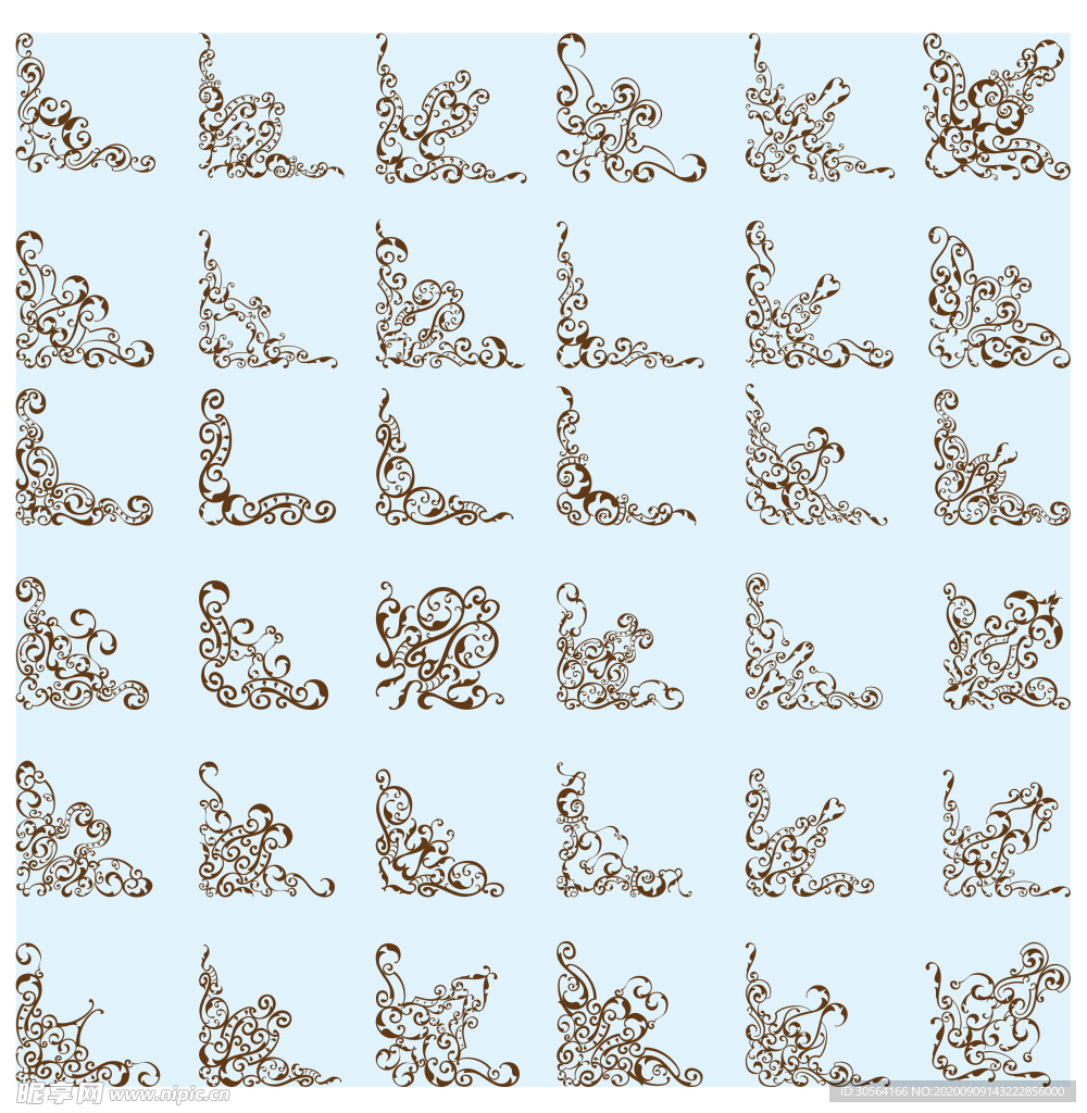 复古花纹边框图标海报素材