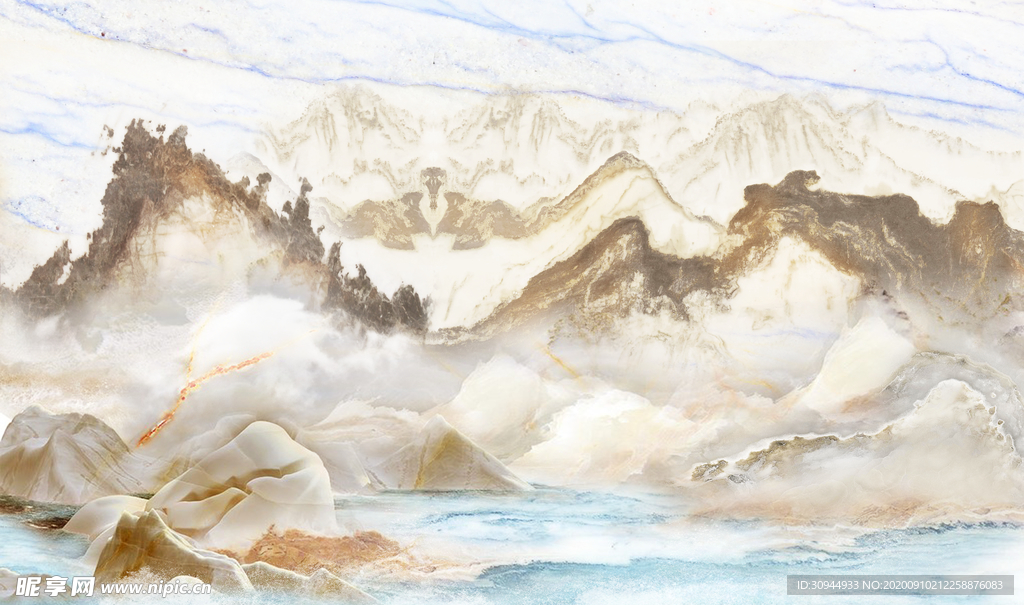 石纹山水背景墙