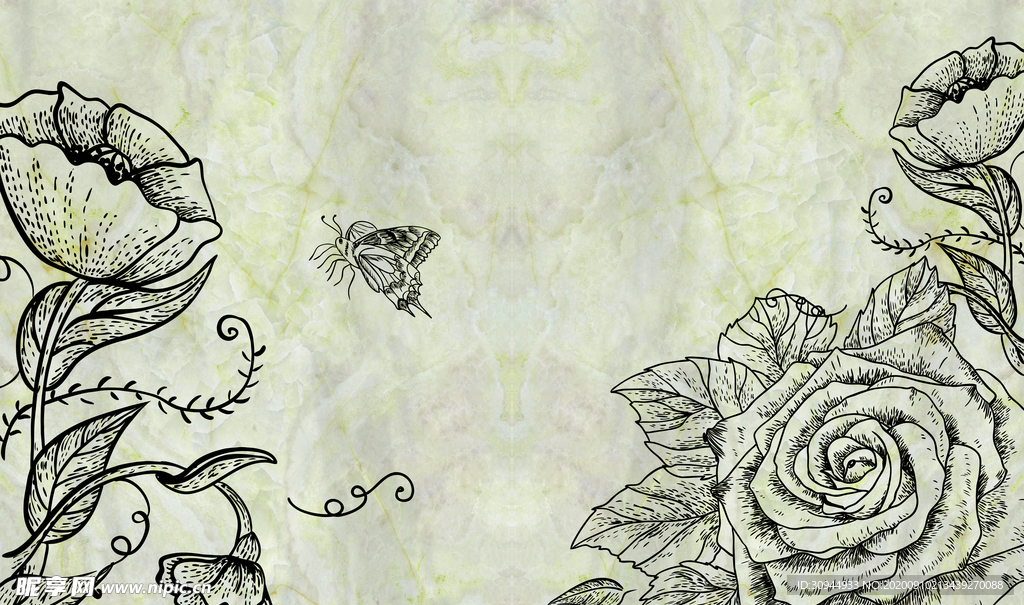 石纹山水背景墙