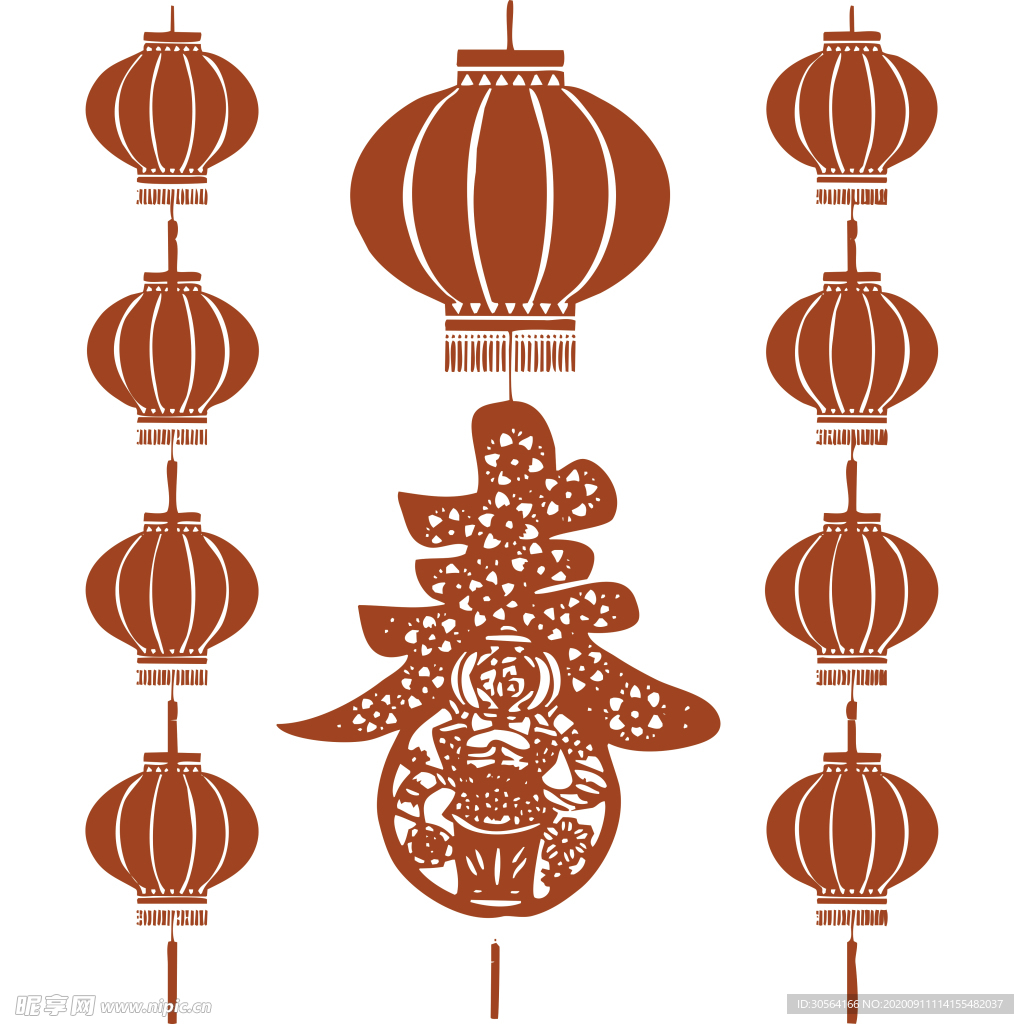 传统复古国风剪影装饰素材