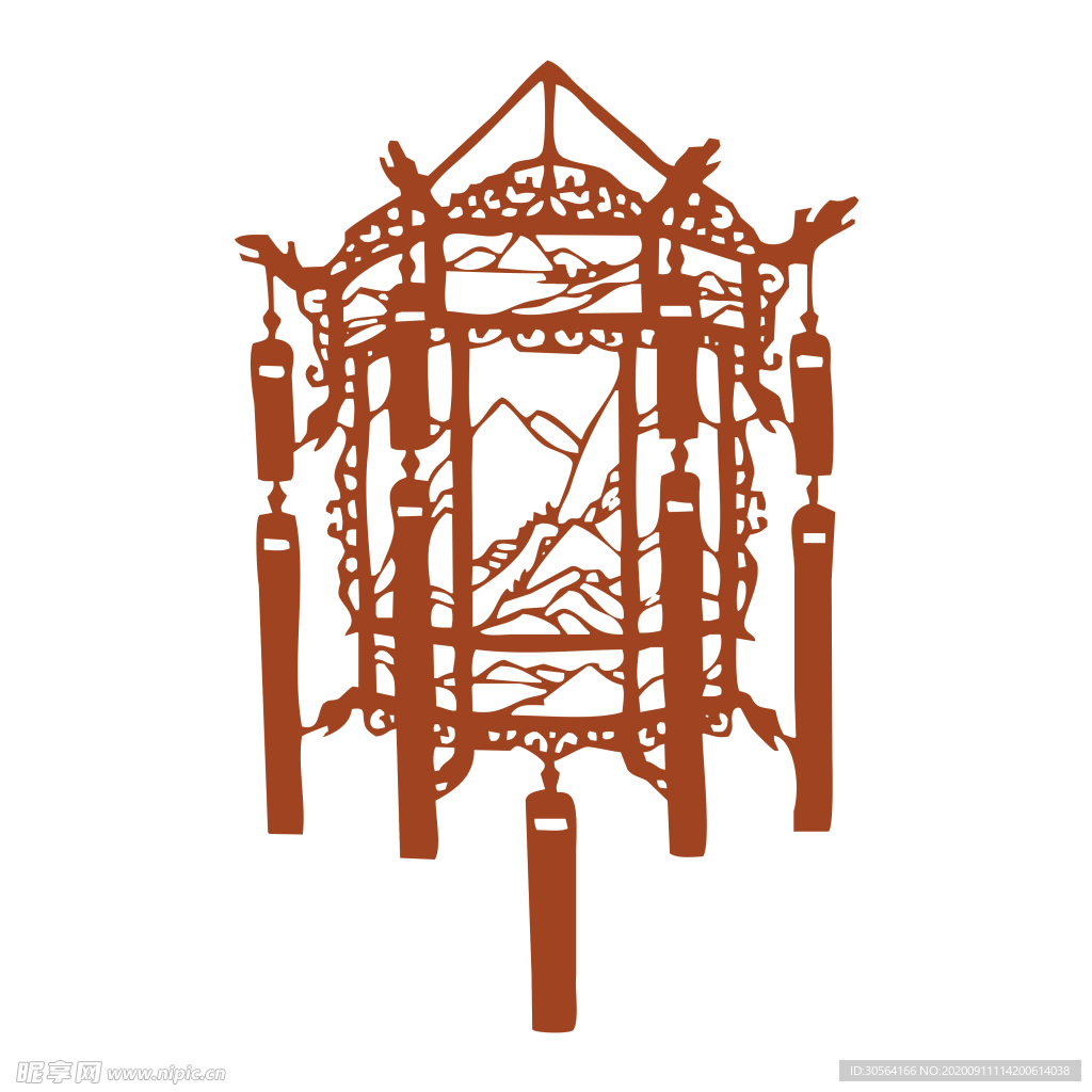 传统复古国风剪影装饰素材