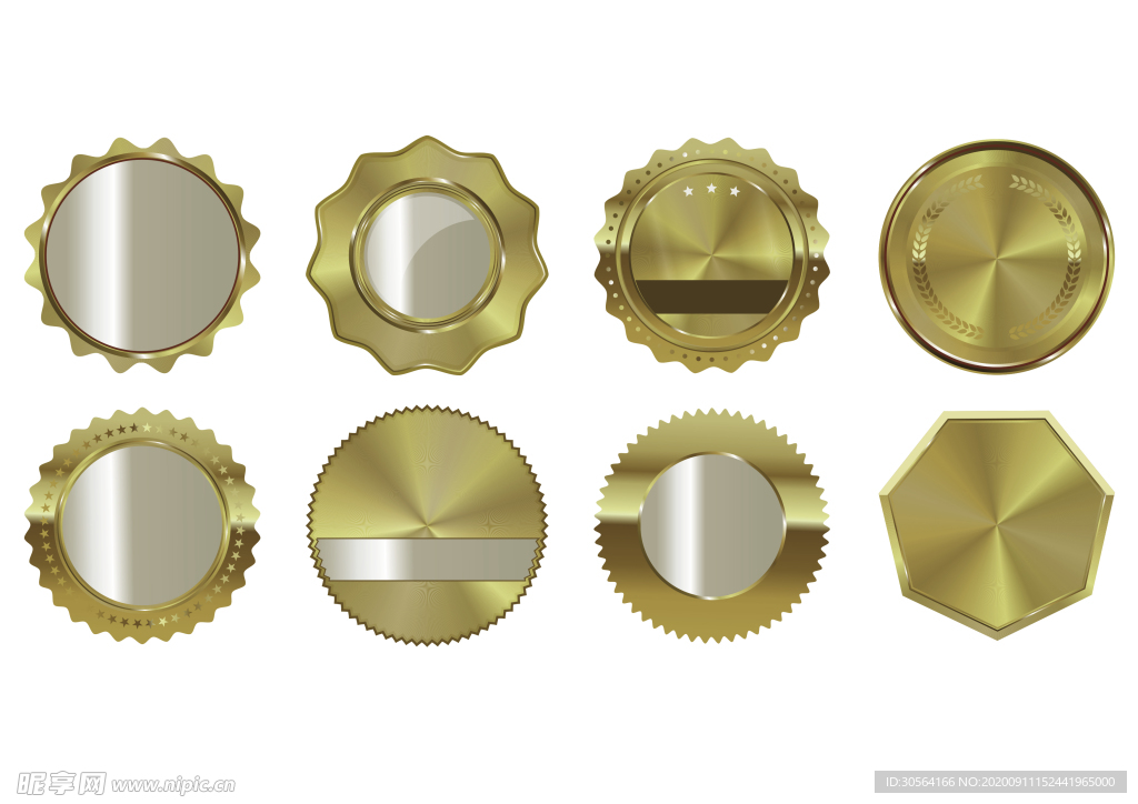 荣誉奖牌金属金色装饰海报素材