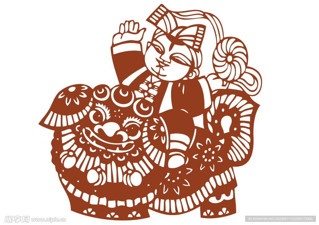 年画复古剪纸剪影古风海报素材