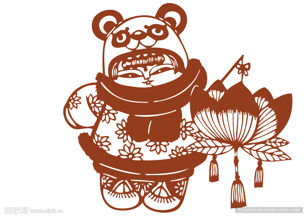 年画复古剪纸剪影古风海报素材