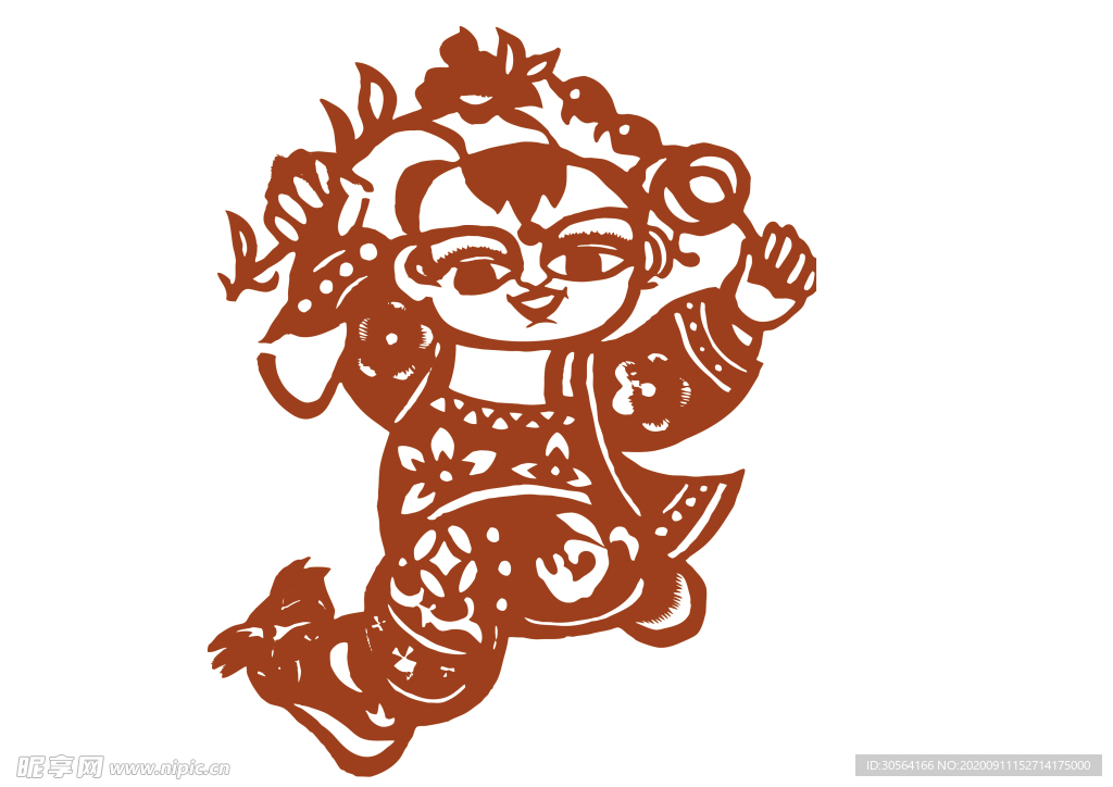 年画复古剪纸剪影古风海报素材