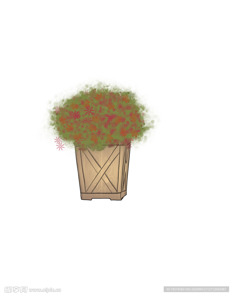 花盆 卡通 满天星 浆果