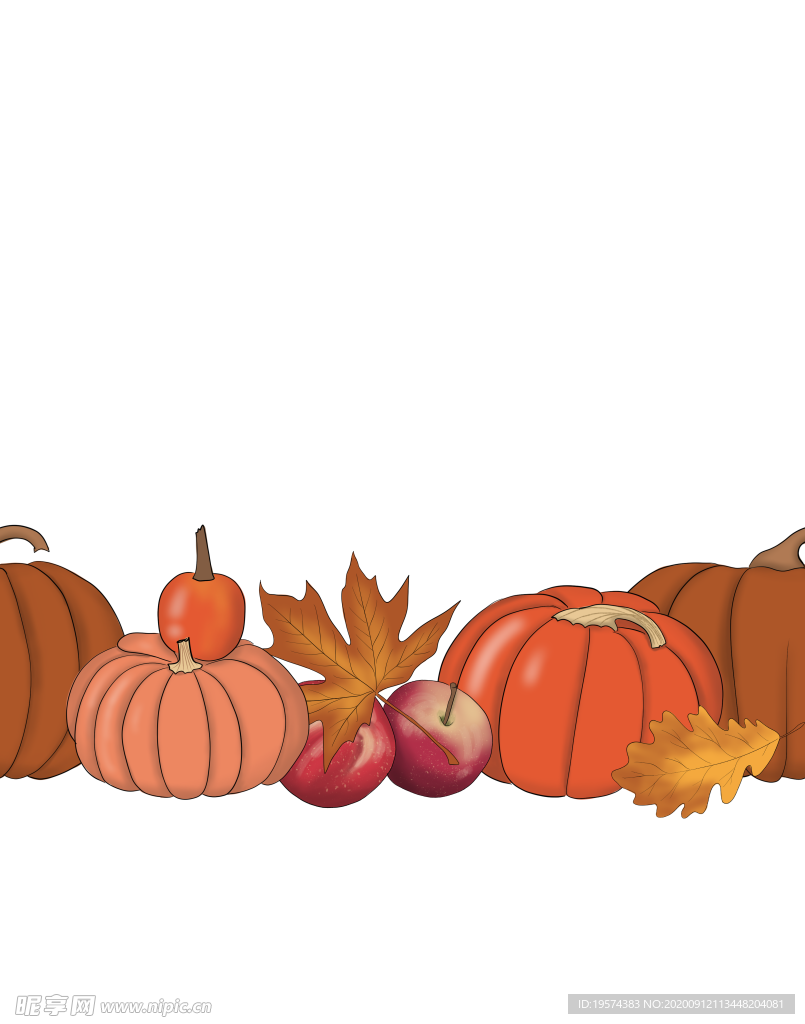 手绘丰收的季节设计插画素材+纹