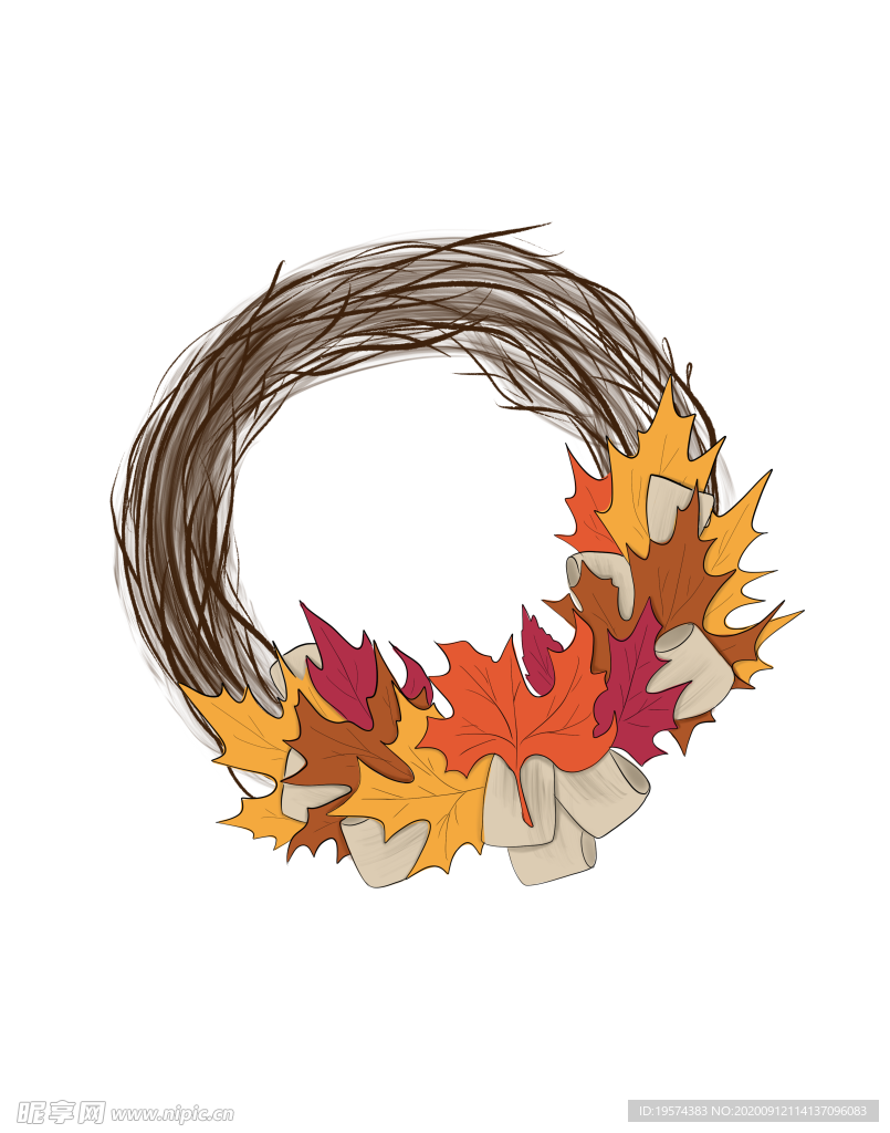 手绘丰收的季节设计插画素材+纹